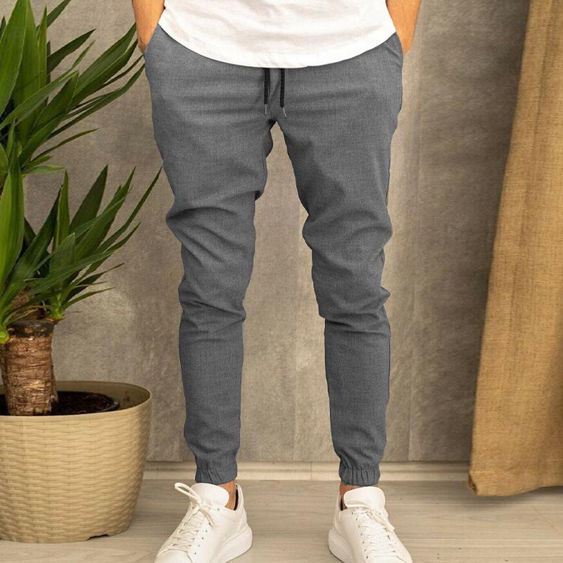 Mens Casual Solid Color Drawstring Trousers 63123584Y