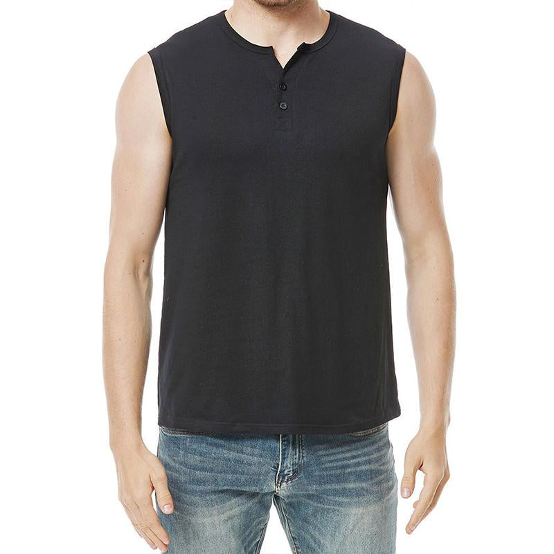 Mens Casual Solid Color Sports Slim Cotton Blend Tank Top 83630157M