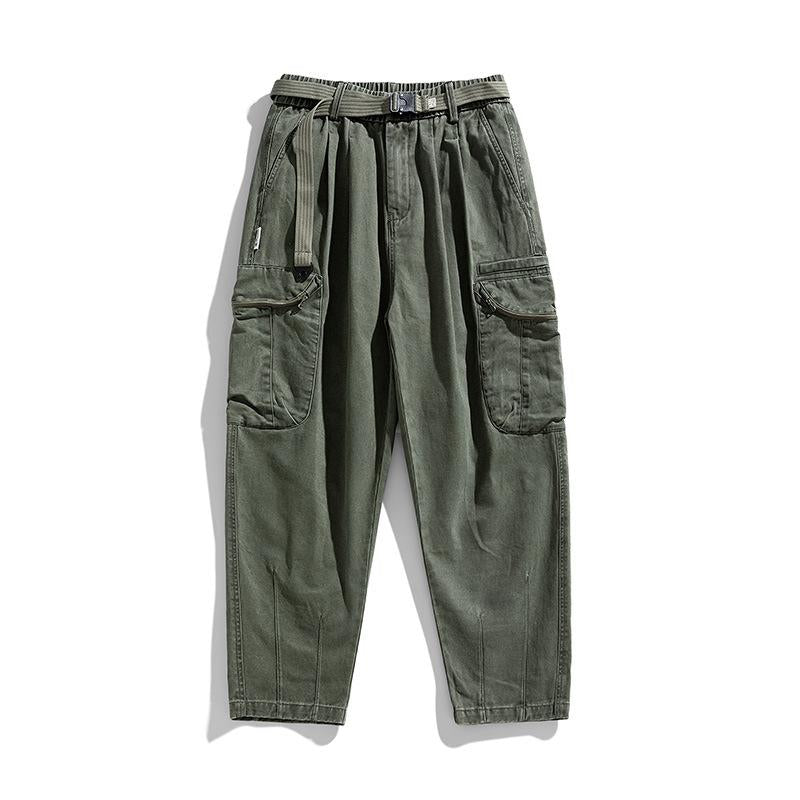 Mens Casual Solid Color Multi-Pocket Washed Cargo Pants 16219387Y