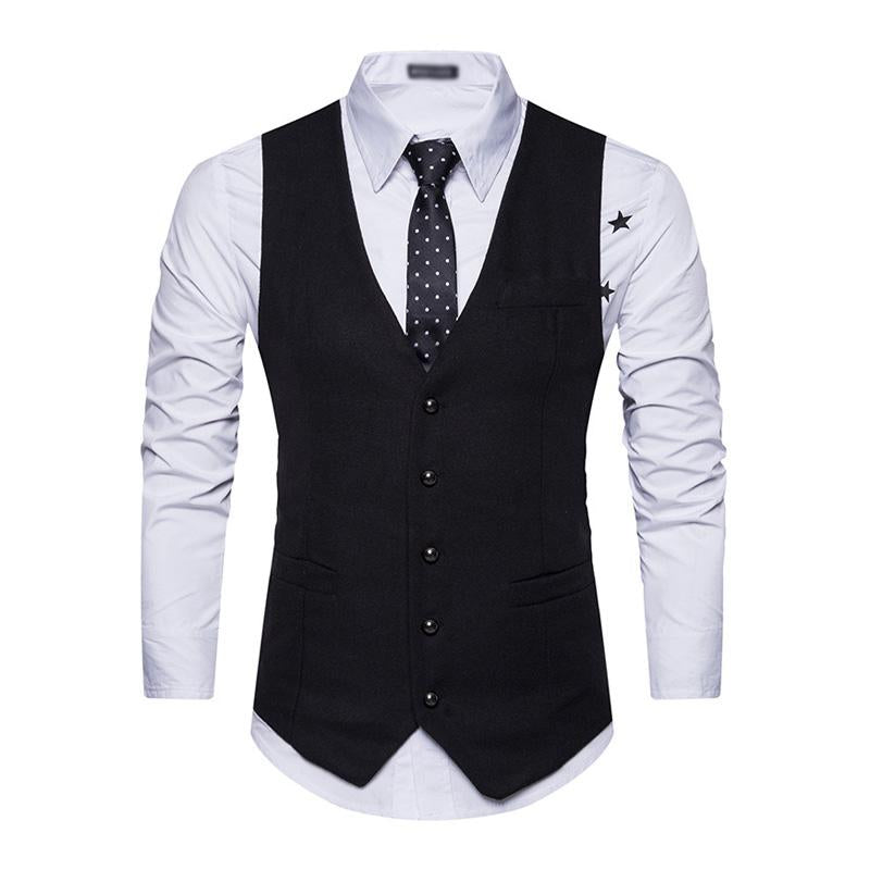 Mens Vintage V-Neck Single-Breasted Slim Fit Suit Vest (Shirt Excluded) 11776837M
