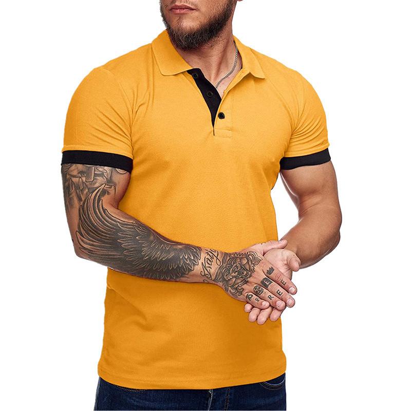 Mens Colorblock Lapel Short Sleeve Casual Polo Shirt 67494980Z