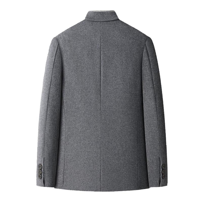 Mens Vintage Wool Blended Thickened Warm Lapel Single-Breasted Blazer 76857884M