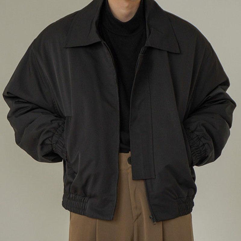 Mens Fashion Solid Color Lapel Loose Cropped Cargo Jacket 97815462M