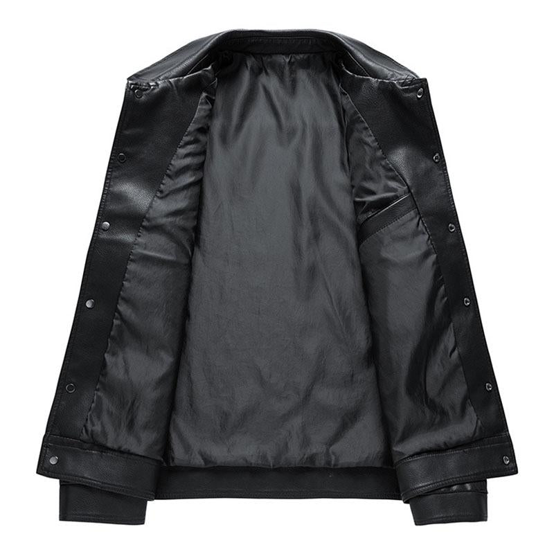 Mens Stylish Contrast Lapel Single Breasted Leather Jacket 60161089M