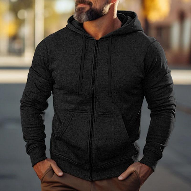 Mens Casual Solid Color Sport Long Sleeve Hoodie Jacket 97256921Y