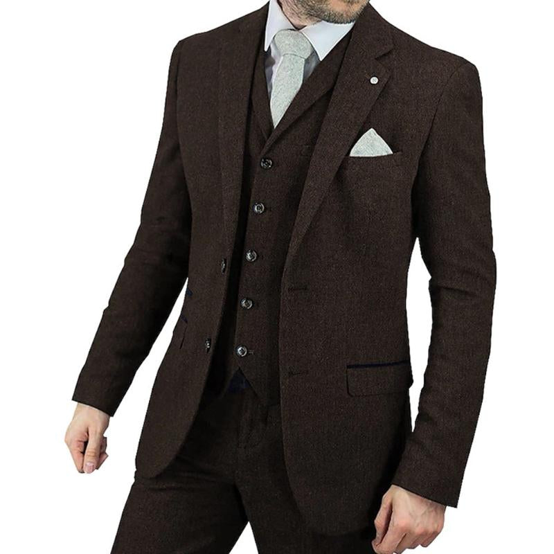 Mens Solid Color Fake Two Piece Jacket and Trousers Two Piece Set 45040352X