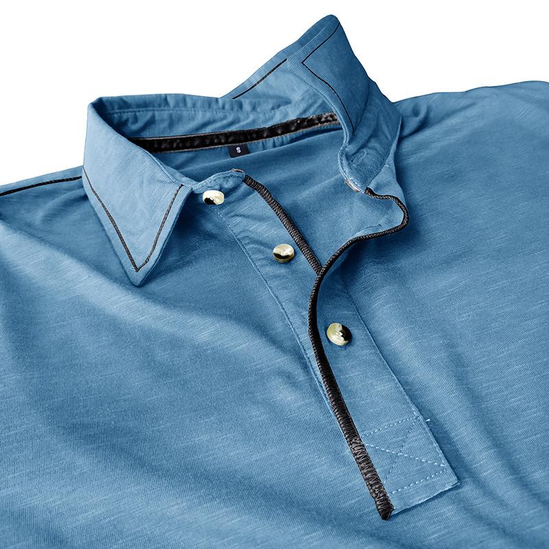 Mens Solid Color Long Sleeve Lapel Polo Shirt 28855071X