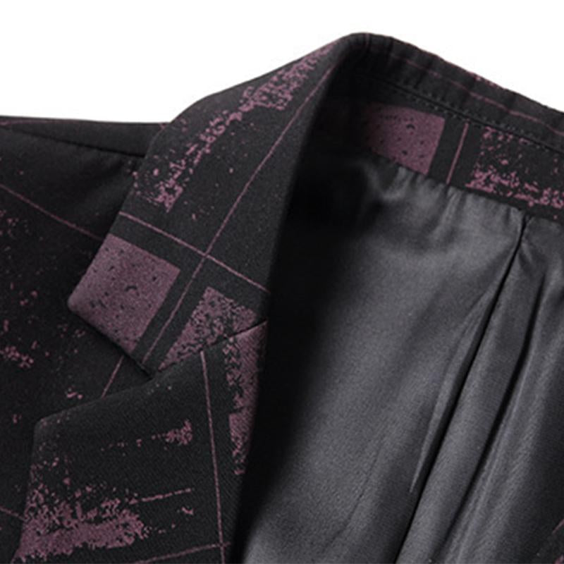 Mens Casual Plaid Slim Lapel Single Breasted Blazer 04886141M