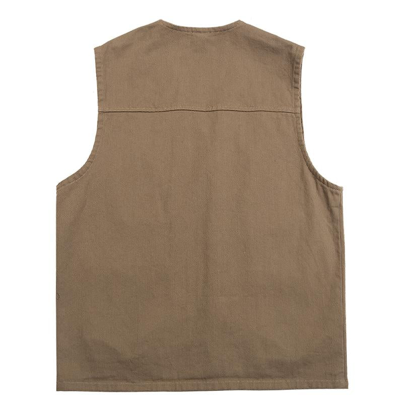 Mens Vintage Cotton Wash Colorblock Pocket Cargo Vest 80290534Y