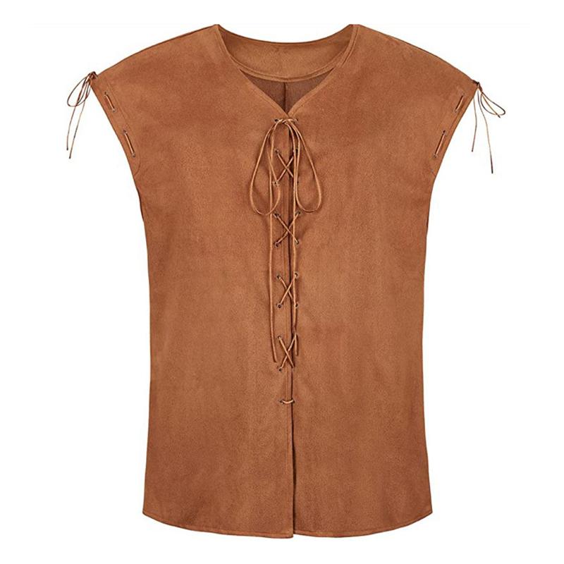 Mens Solid Color Single Breasted Lace-Up Vest 86196851X