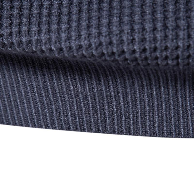 Mens Casual Solid Color Round Neck Waffle Knit Pullover Sweater 07757343M