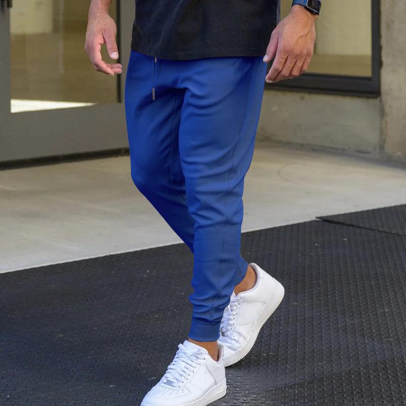 Mens Casual Solid Color Elastic Waist Sports Pants 44421140M