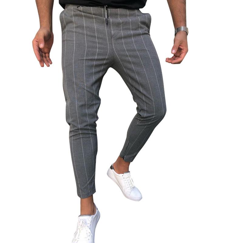 Mens Striped Straight Slim Suit Trousers 58718128Z