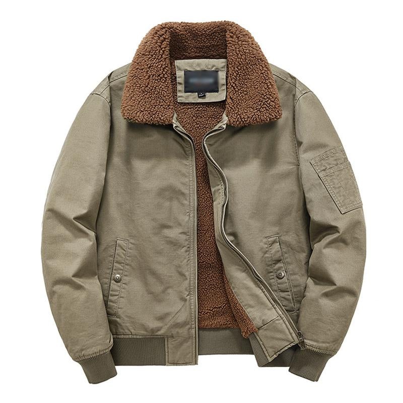 Mens Vintage Lapel Lamb Wool Thickened Warm Work Jacket 69943658M