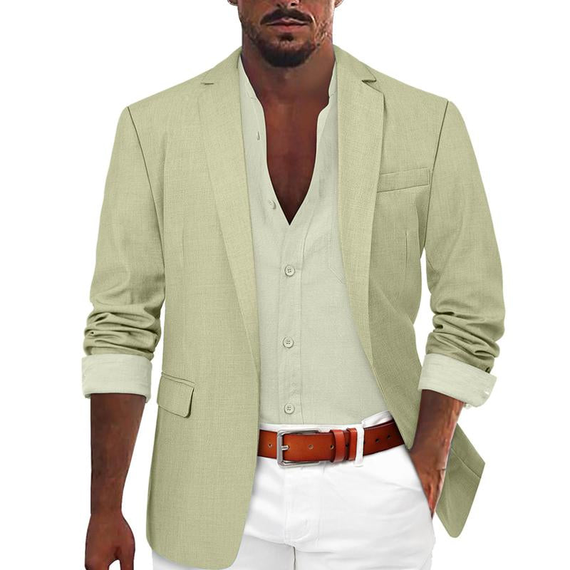 Mens Solid Color One Button Casual Blazer 07686840X