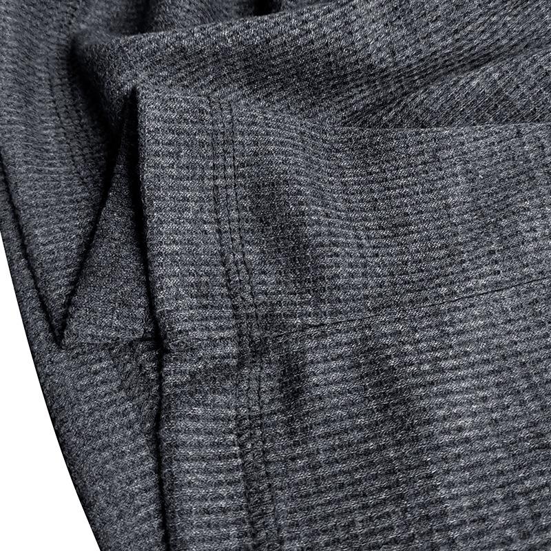 Mens Long Sleeve Outdoor Double Collar Waffle Crewneck Henley 48148003X