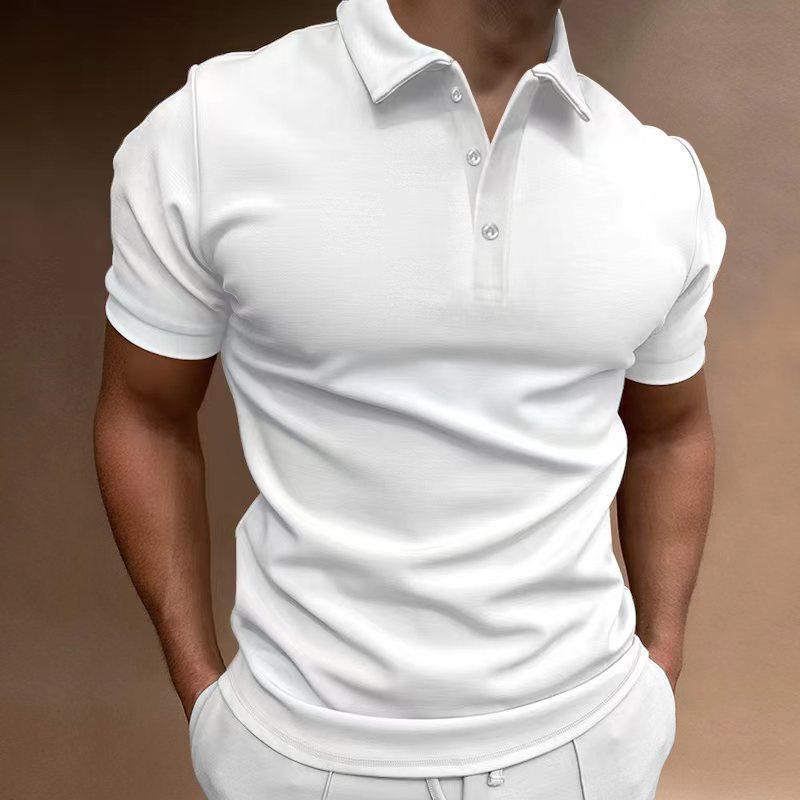 Mens Solid Slim Lapel Short Sleeve Casual Polo Shirt 37773773Z