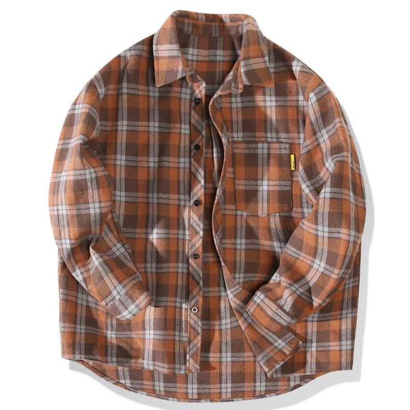 Mens Vintage Loose Check Long Sleeve Shirt 30256623Y