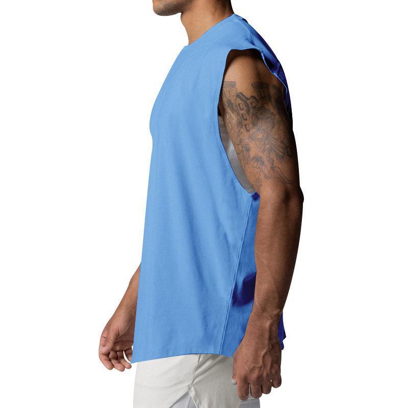 Mens Solid Loose Sleeveless Sports Fitness Tank Top 03482386Z
