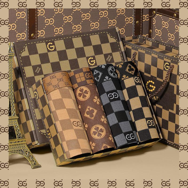 Mens Underwear 4 Pcs Retro Geometric Letters Print Breathable Boxer Briefs Set 57589817Z