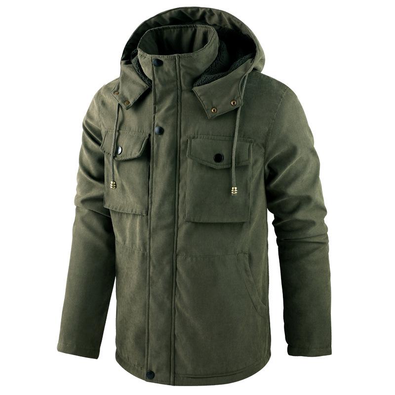Mens Casual Loose Hooded Warm Cotton Coat 73962727M
