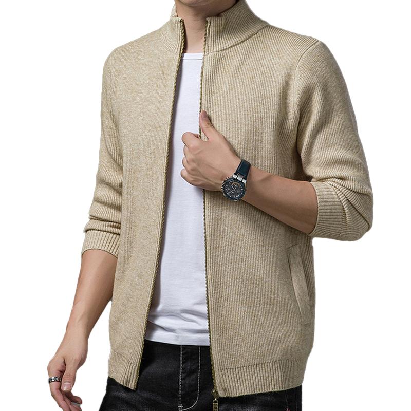 Mens Casual Simple Solid Color Stand Collar Knit Cardigan 27580086Y