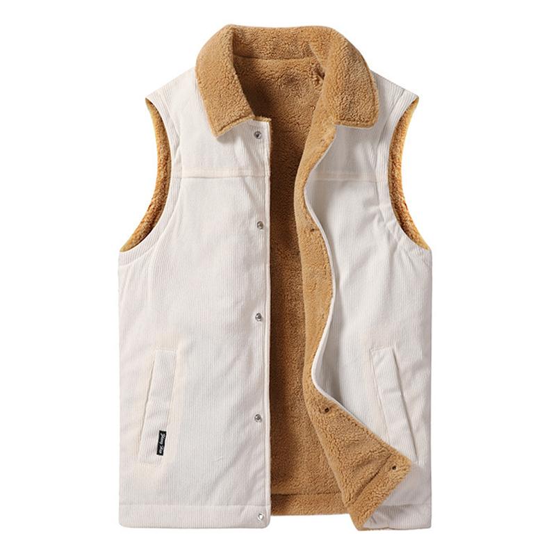 Mens Vintage Corduroy Plush Thick Lapel Vest 59598059X