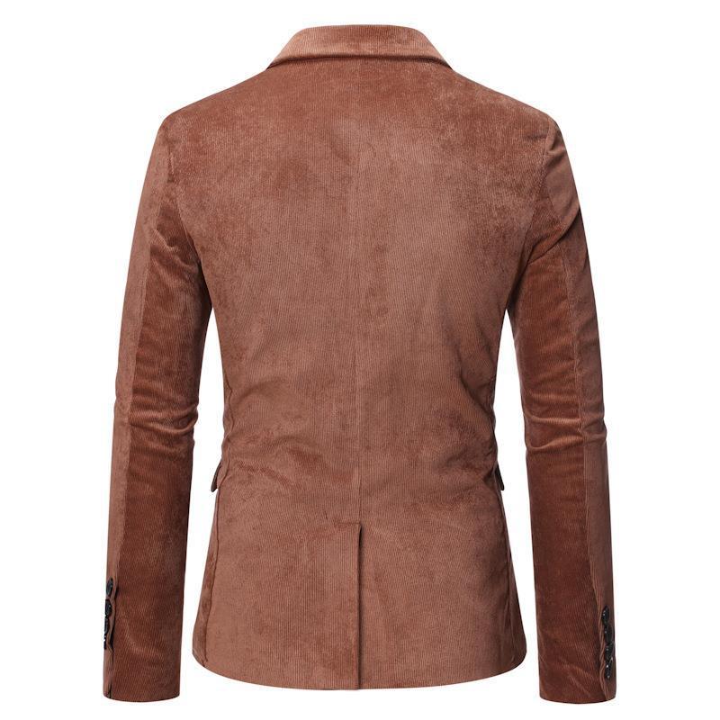 Mens Casual Solid Color Corduroy Lapel Blazer 31425349Y