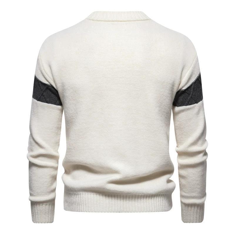 Mens Casual Color Block Jacquard Crew Neck Sweater 22320423Y