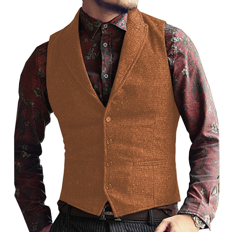 Mens Herringbone Vintage Suit Lapel Vest 41692668X
