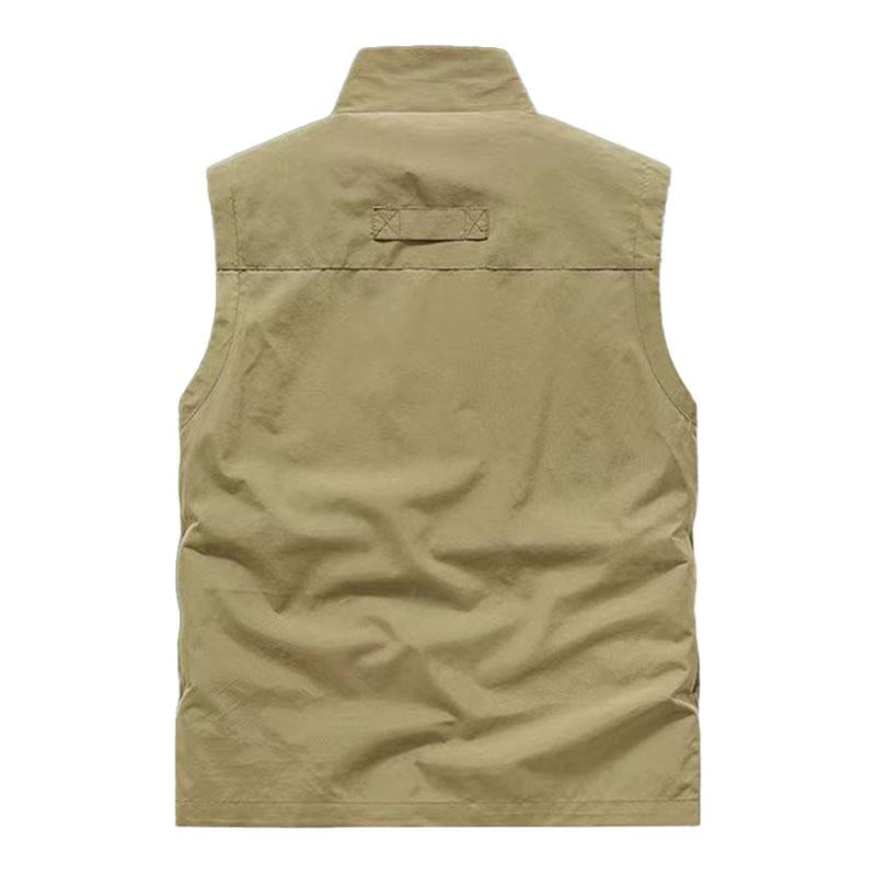 Mens Casual Fleece Warm Multi-pocket Loose Quick-Drying Vest 24481588M