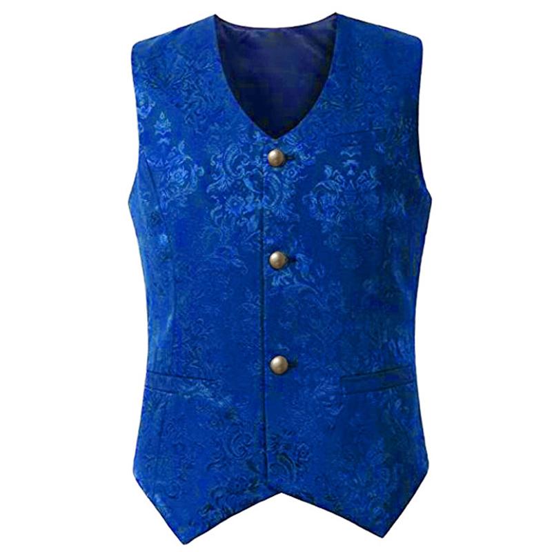 Mens Vintage Solid Jacquard Collarless Vest 38777713Y