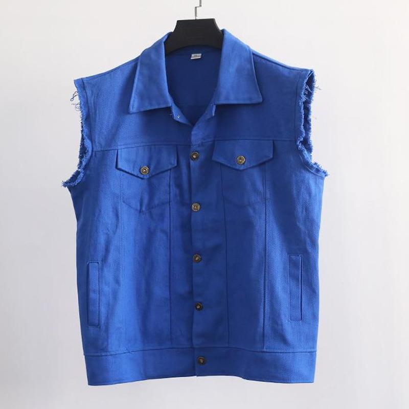 Mens Casual Solid Color Denim Sleeveless Vest 79108674Y