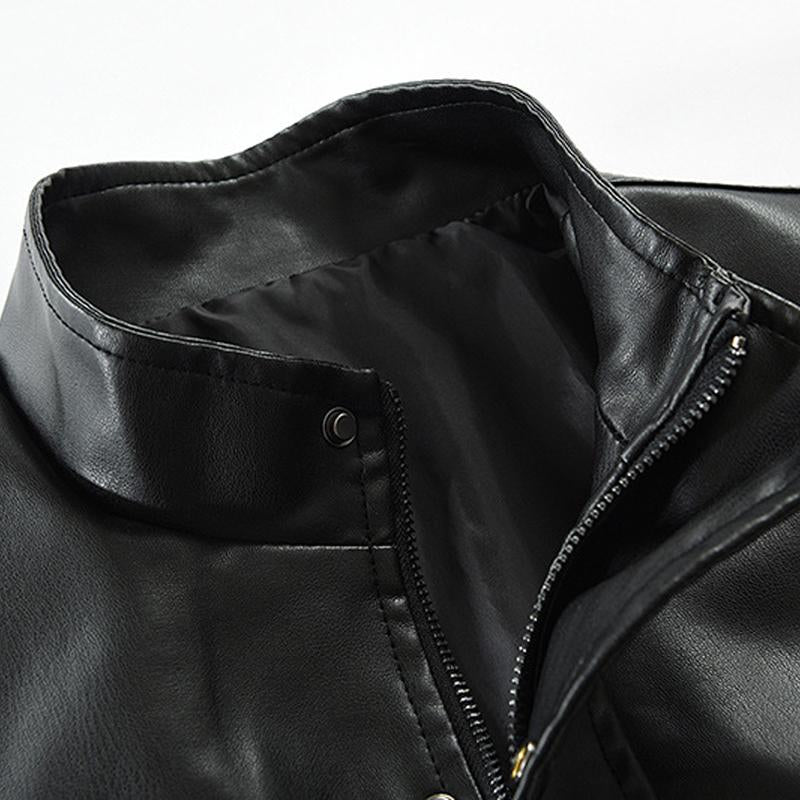 Mens Vintage Motorcycle Pocket Leather Jacket 30084640Y