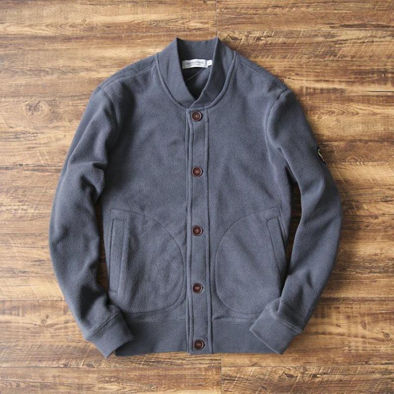 Mens Retro Double-sided Polar Fleece Flight Baseball Jacket 58700542X