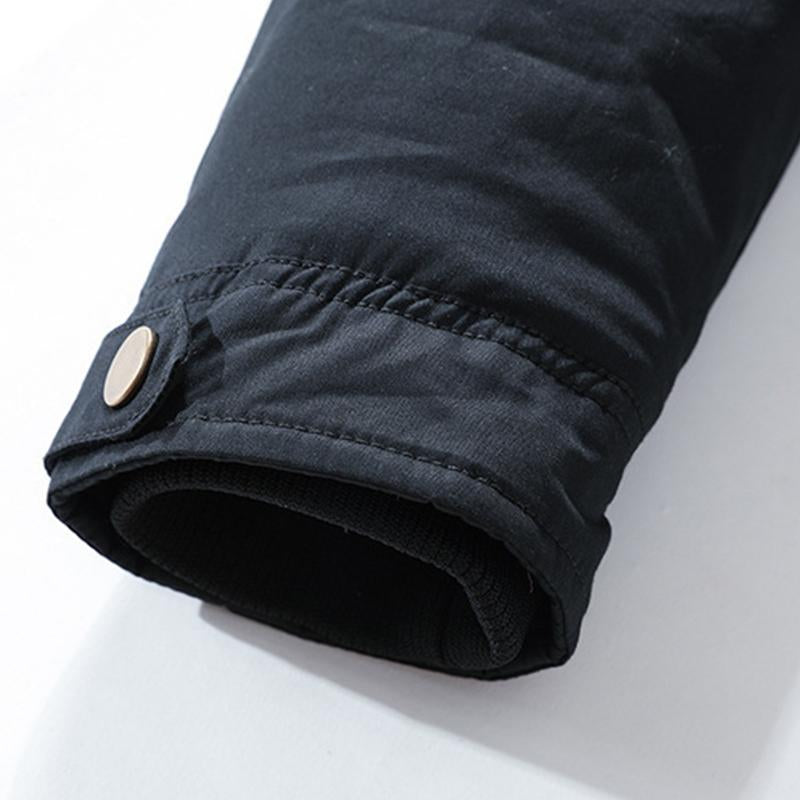Mens Casual Outdoor Removable Hooded Thickened Fleece Mid-Length Warm Coat 80502351M