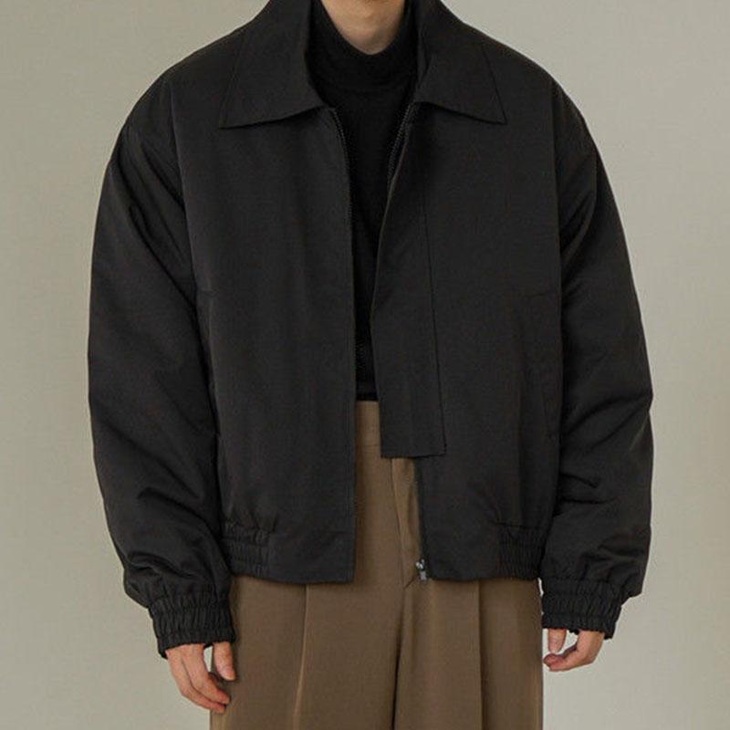Mens Fashion Solid Color Lapel Loose Cropped Cargo Jacket 97815462M