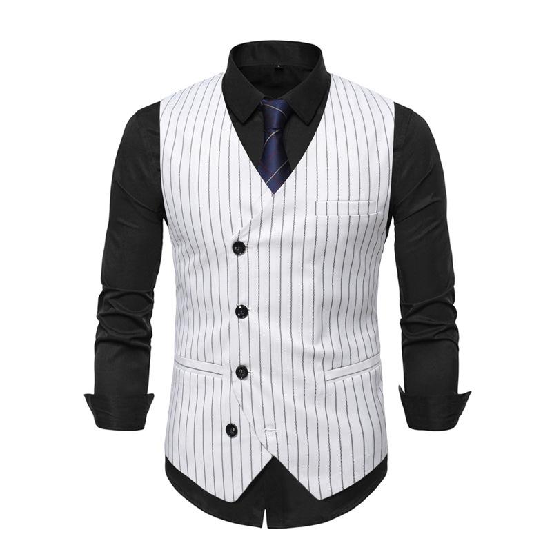 Mens Vintage Striped Single Breasted Suit Vest 87261444Y