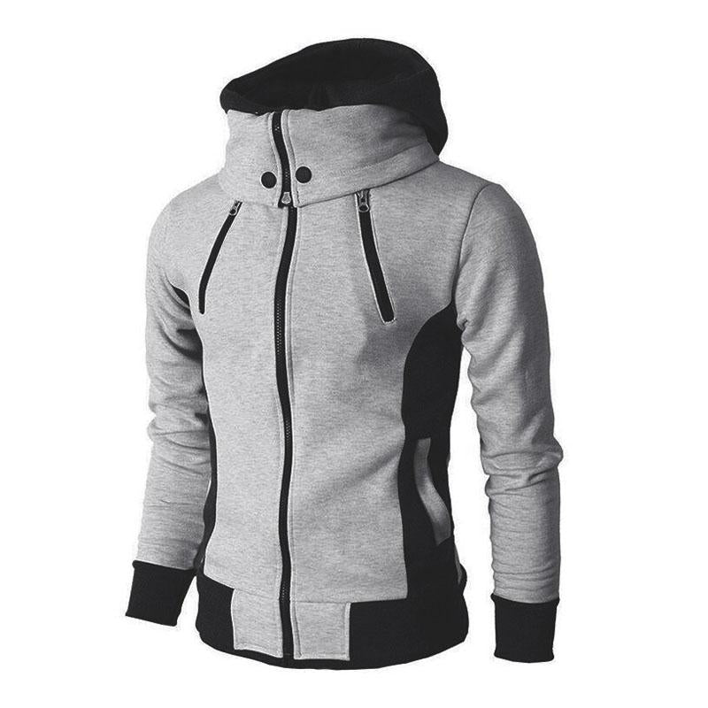 Mens Casual Colorblock Turtleneck Two Fake Pieces Zipper Sports Hoodie 27846230M
