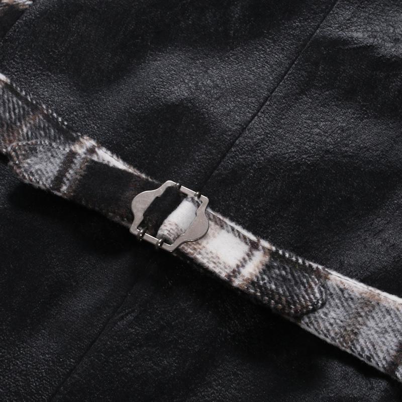 Mens Vintage Plaid Collarless Suit Vest 50235091Y