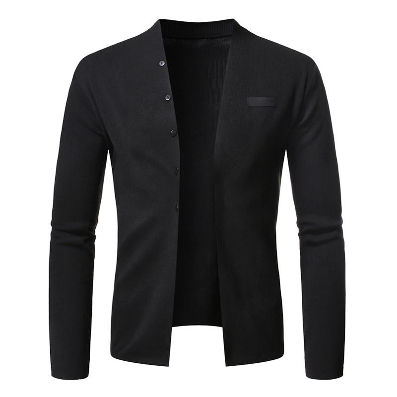 Mens Solid Color V-neck Cardigan Sweater 07158148X