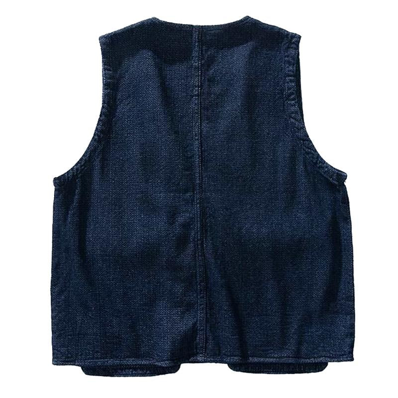 Mens Loose Cargo Large Pocket Denim Vest 73226353Y
