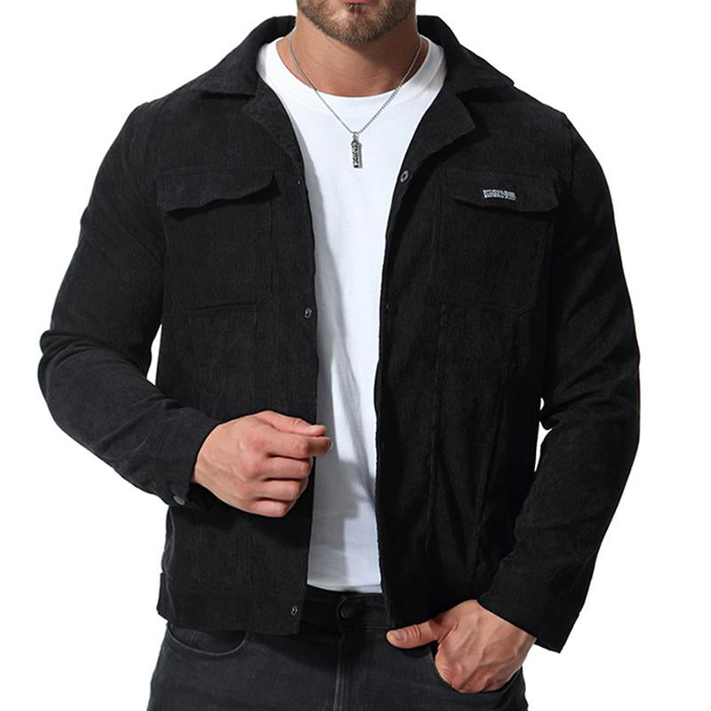 Mens Casual Corduroy Slim Lapel Long Sleeve Jacket 17845290M