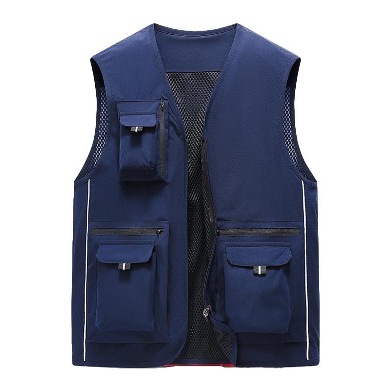Mens Casual Outdoor Thin Multi-Pocket Breathable Loose Workwear Vest 48884166M