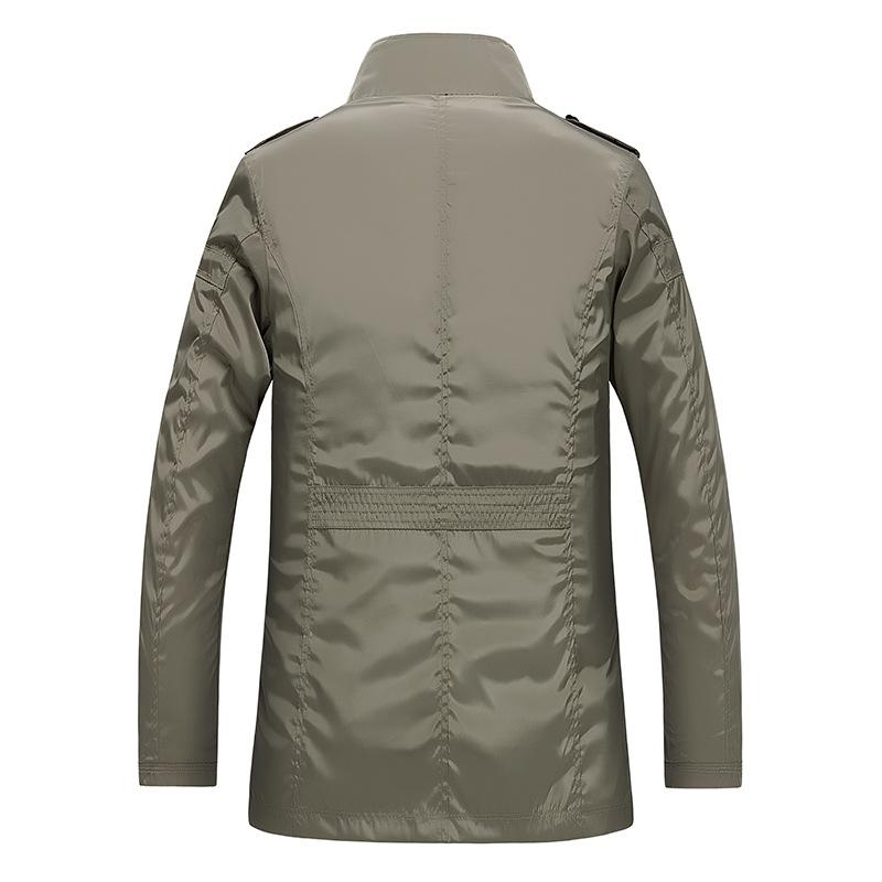 Mens Casual Stand Collar Solid Color Button Trench Coat 38854212X