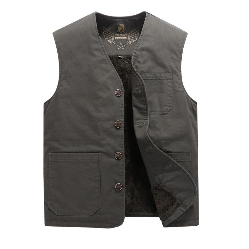 MenS Vintage Solid Color V-Neck Velvet Warm Vest 42895754Y
