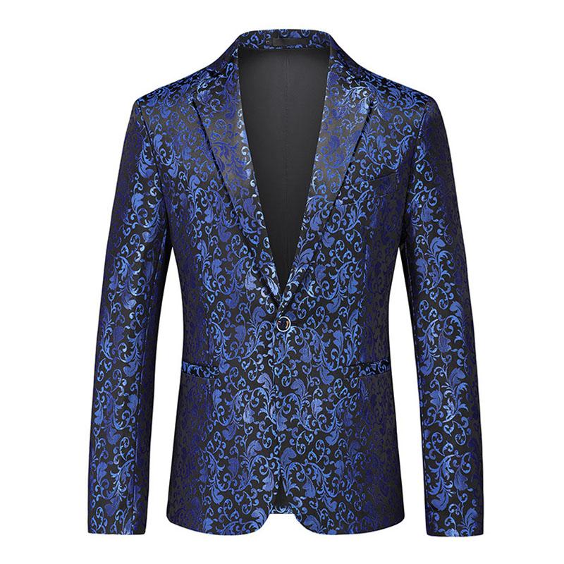 Mens Vintage Printed Lapel One Button Slim Fit Blazer 80299454M