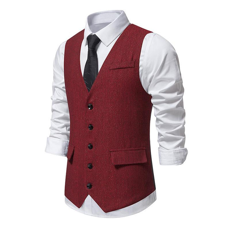 Mens Vintage V-Neck Single-Breasted Suit Vest (Shirt and Tie Excluded) 83234646M