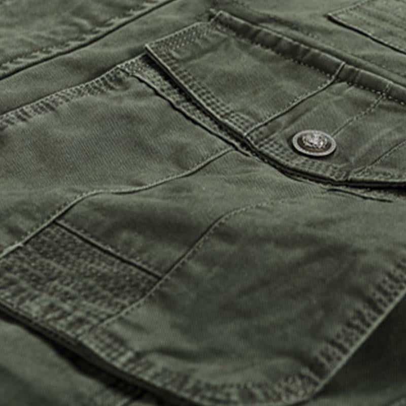 Mens Casual Cotton Stand Collar Zipper Multi-pocket Workwear Outdoor Jacket 87628819M