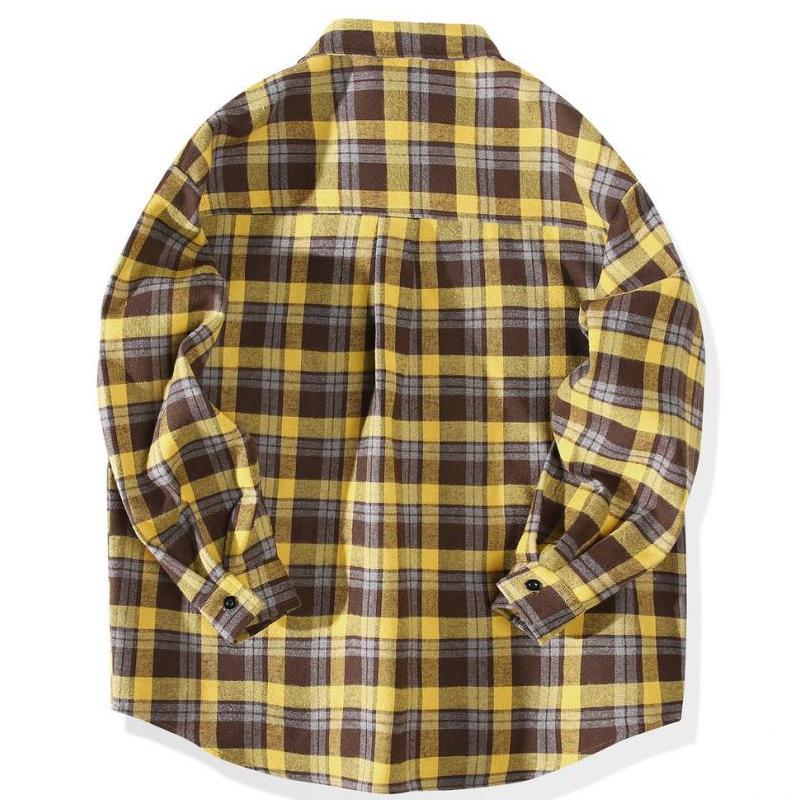 Mens Vintage Loose Check Long Sleeve Shirt 30256623Y